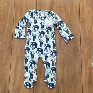 Kate Quinn Indigo Elephants Footie Lap Neck Super Soft Modal 3-6M NWT